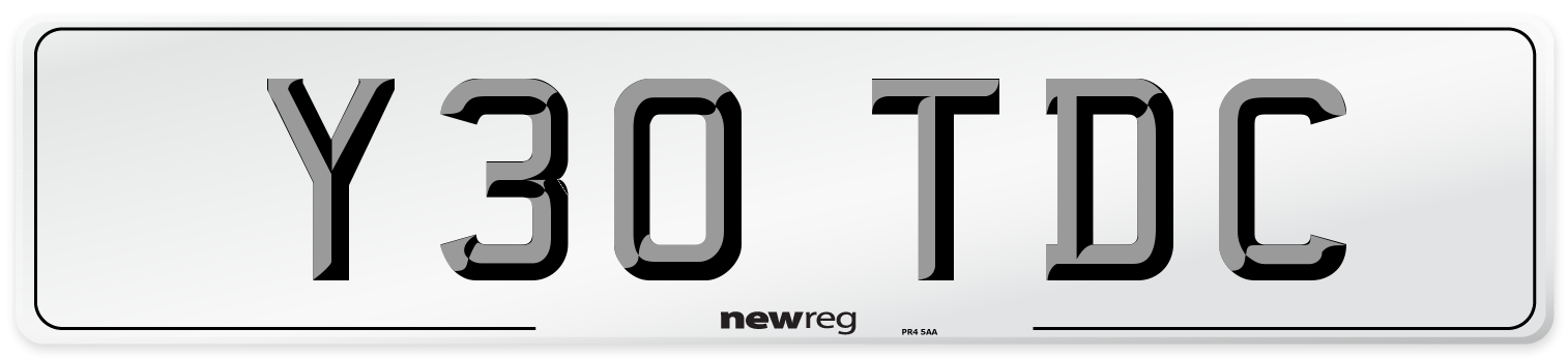 Y30 TDC Number Plate from New Reg